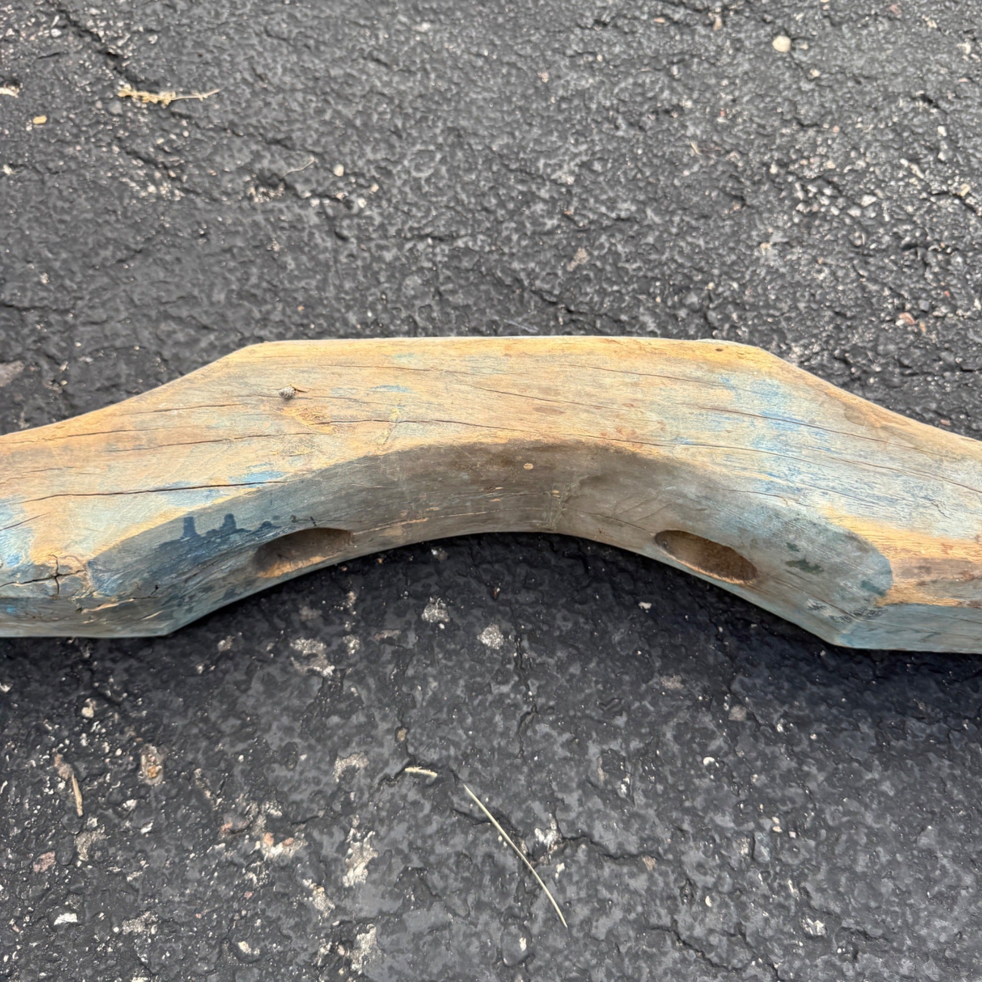 Antique Primitive 19th c. Ox / Horse Evener Yoke Original Blue Paint AAFA Farm