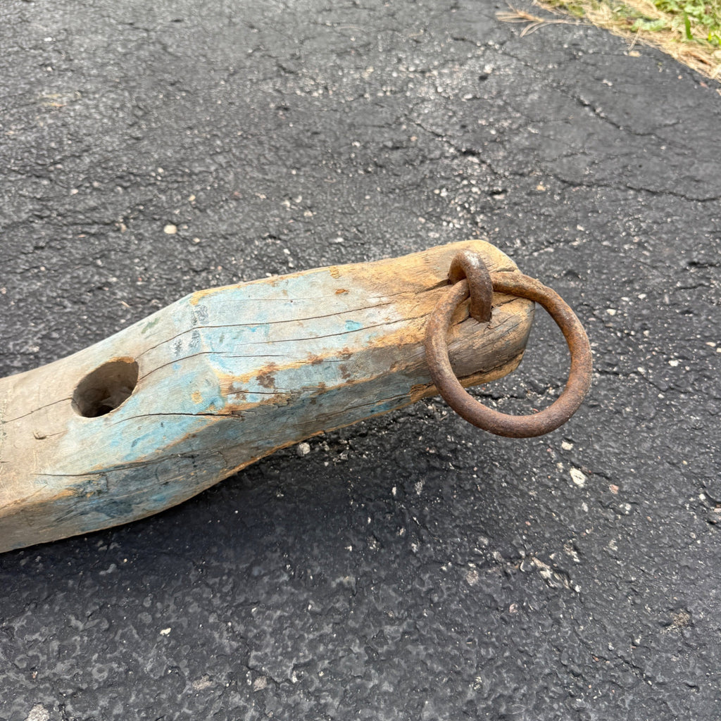 Antique Primitive 19th c. Ox / Horse Evener Yoke Original Blue Paint AAFA Farm