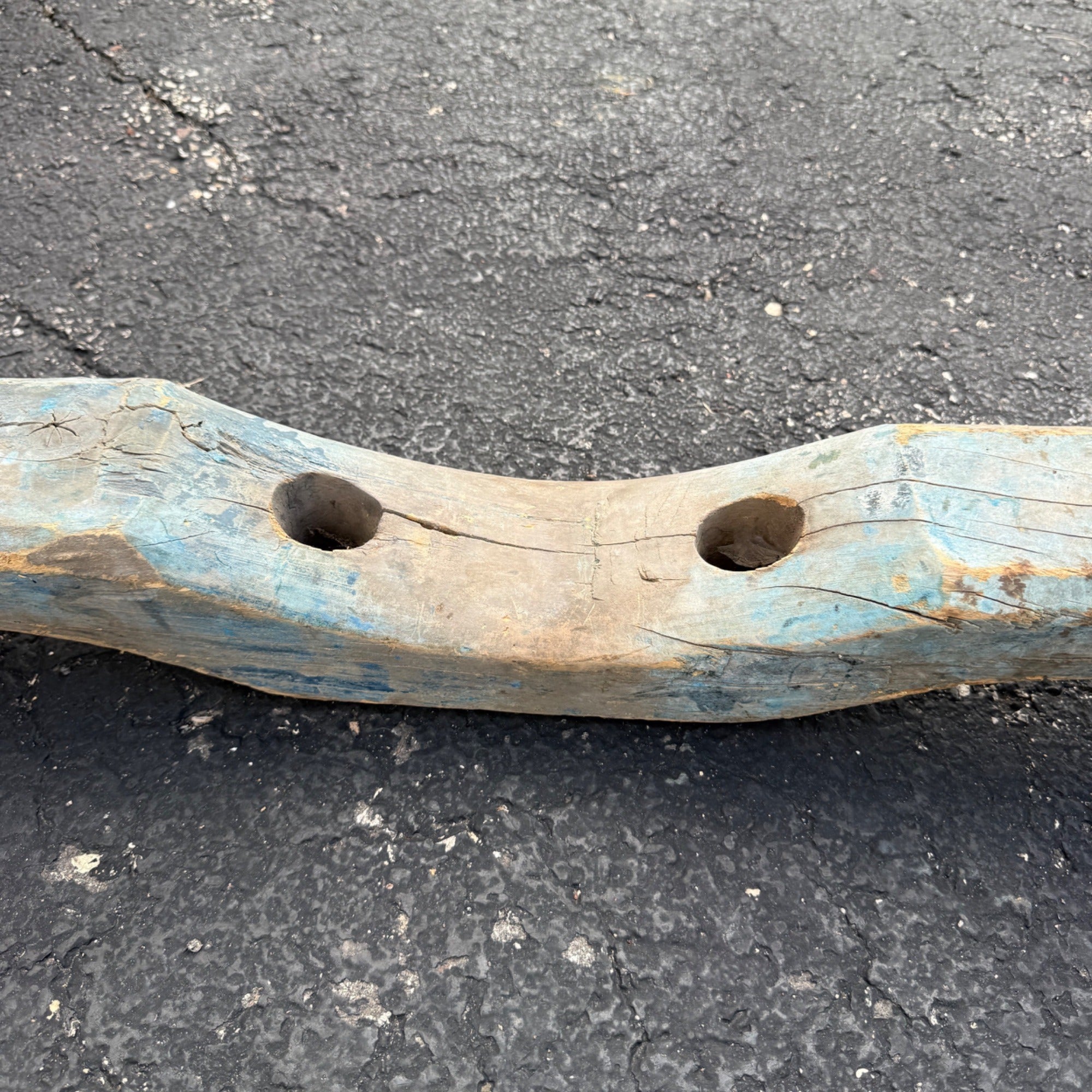 Antique Primitive 19th c. Ox / Horse Evener Yoke Original Blue Paint AAFA Farm