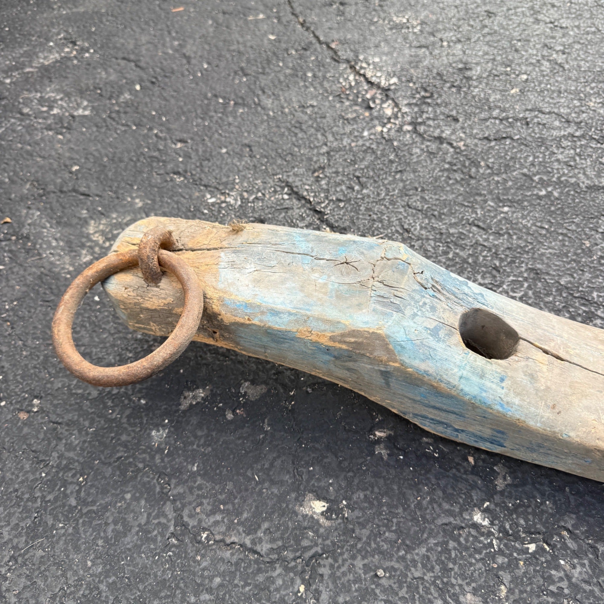 Antique Primitive 19th c. Ox / Horse Evener Yoke Original Blue Paint AAFA Farm