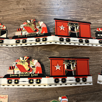 Vintage Lot of Christmas Trains Henri Fayette Diecut Cards Sticekrs Japan Banner