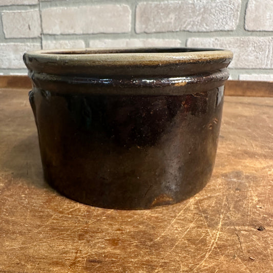 Antique 1# Albany Red Wing Unsigned Butter Crock brown