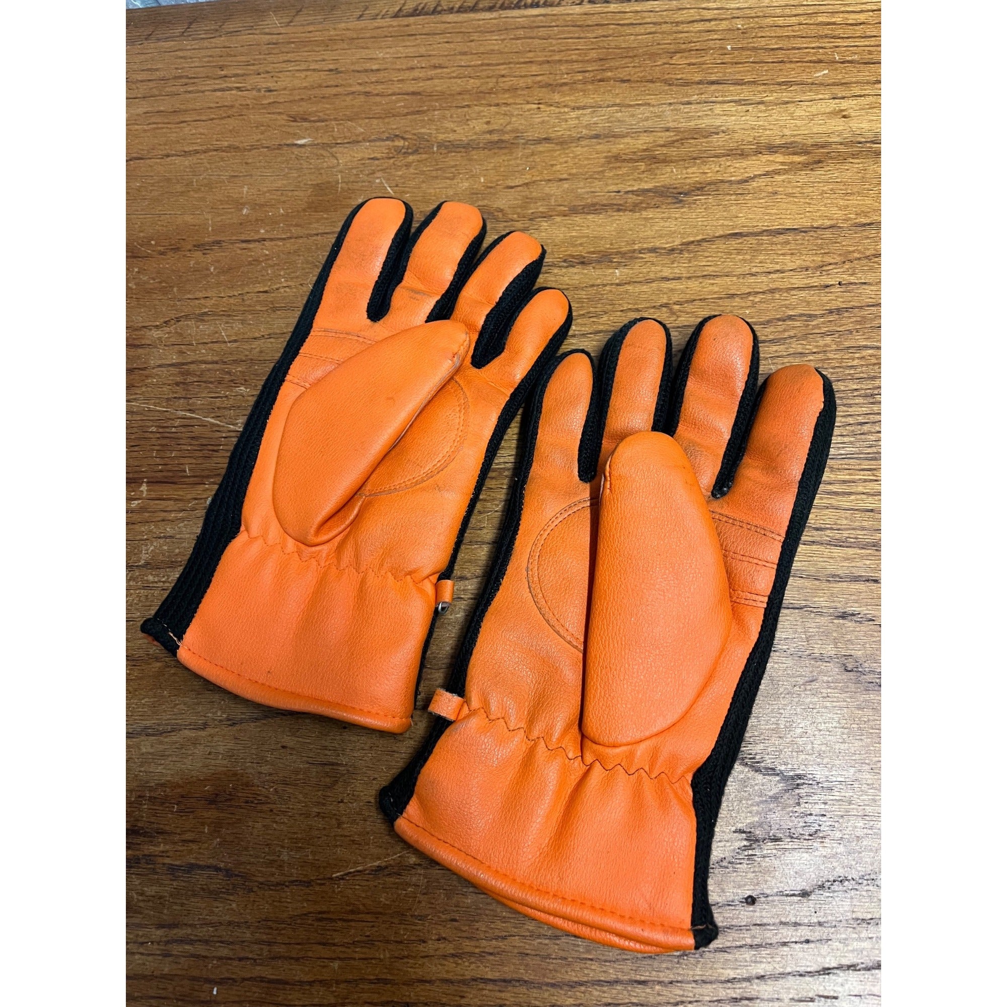 Vintage 1960s Black Sheep Dallas TX Blaze Orange Black Hunting Gloves Insulated