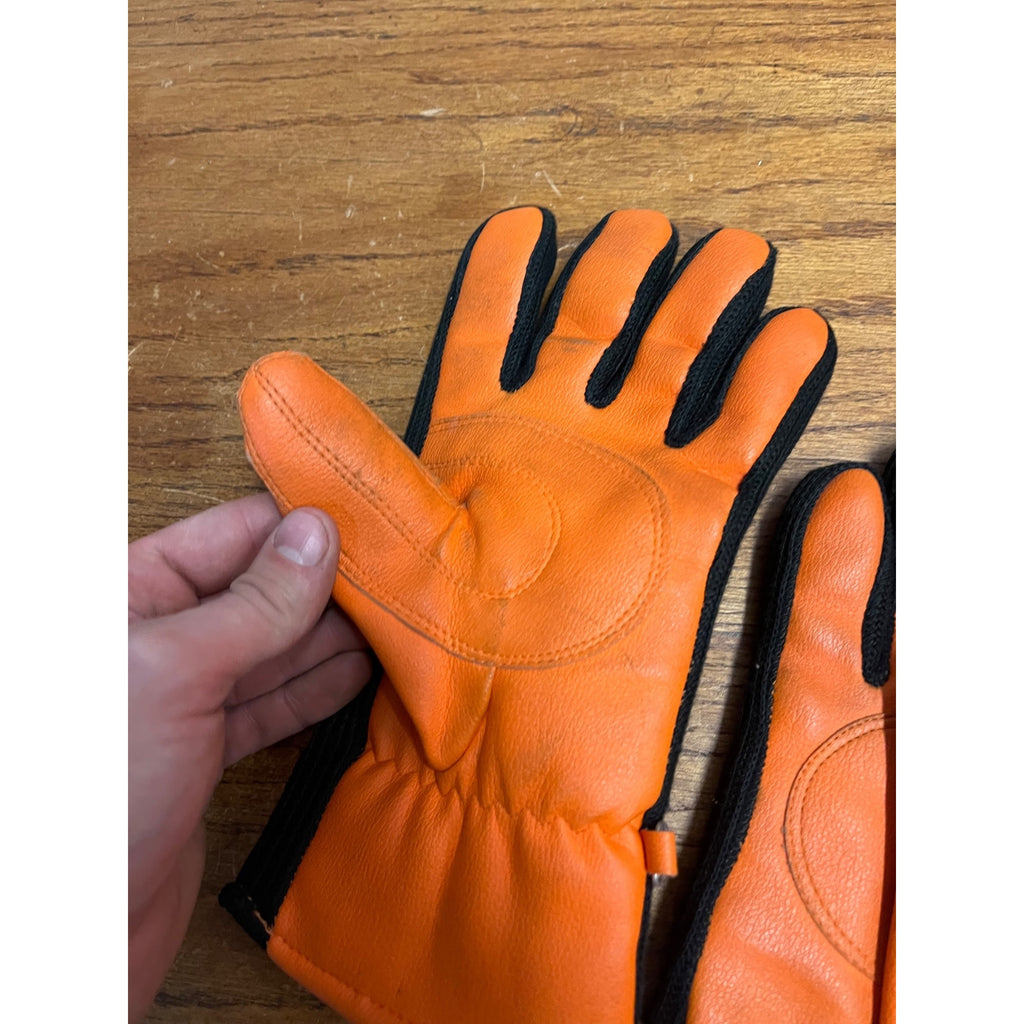 Vintage 1960s Black Sheep Dallas TX Blaze Orange Black Hunting Gloves Insulated