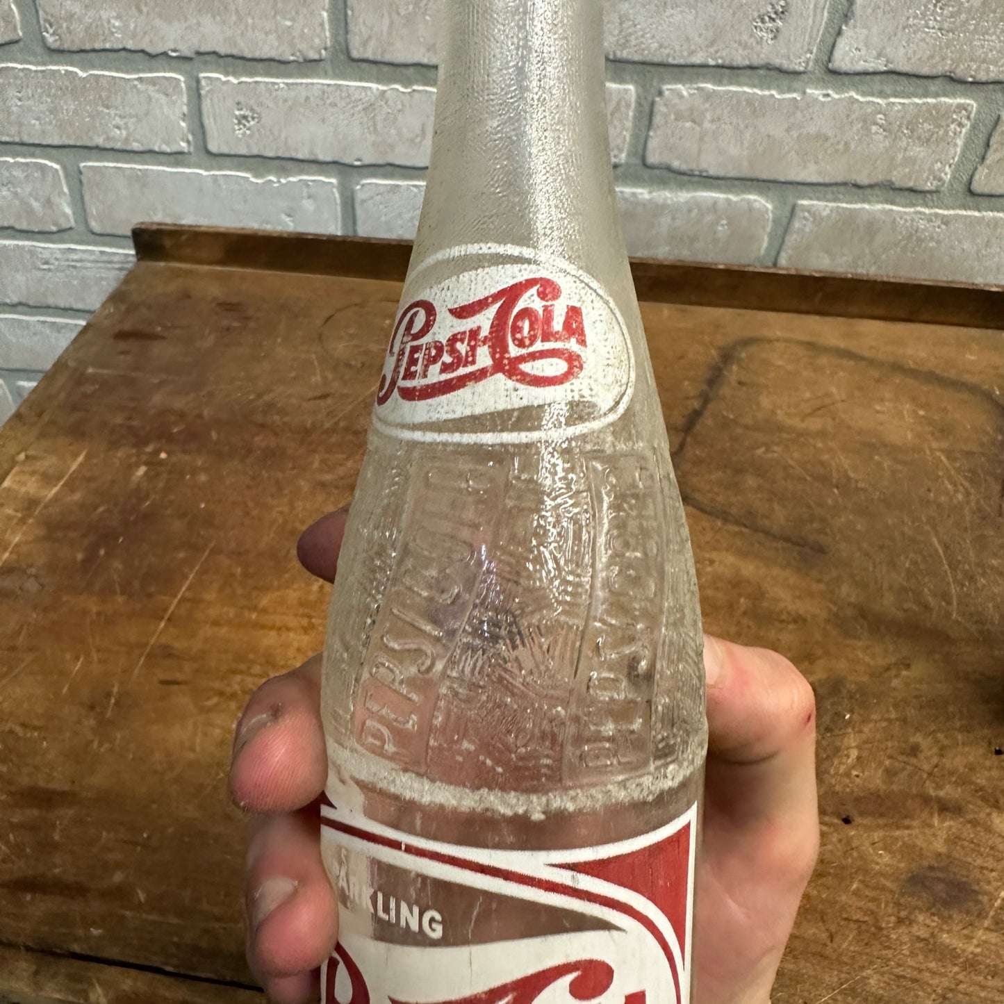 Vintage Red White 1950s Pepsi Cola Soda Bottle New York NY Glass 12oz ACL 12 oz