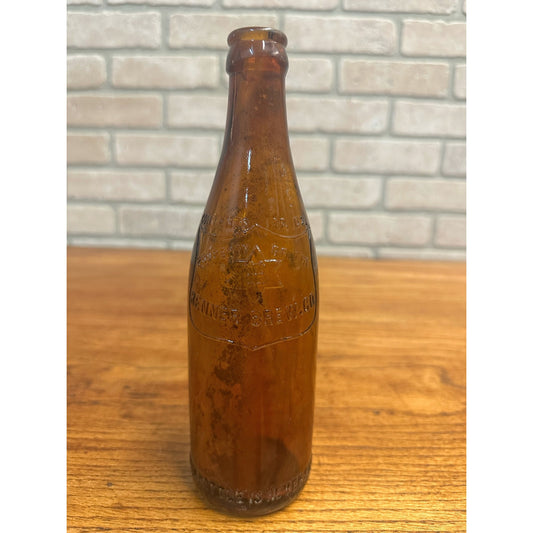 Vintage Renner Brewing Co. Beer Bottle 12oz Amber Brown Embossed Akron OH