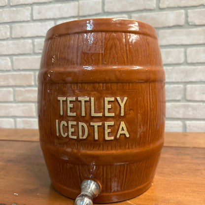 ANTIQUE TETLEY SWEET ICED TEA BARREL DISPLAY WATT POTTERY DISPENSER ADVERTISING