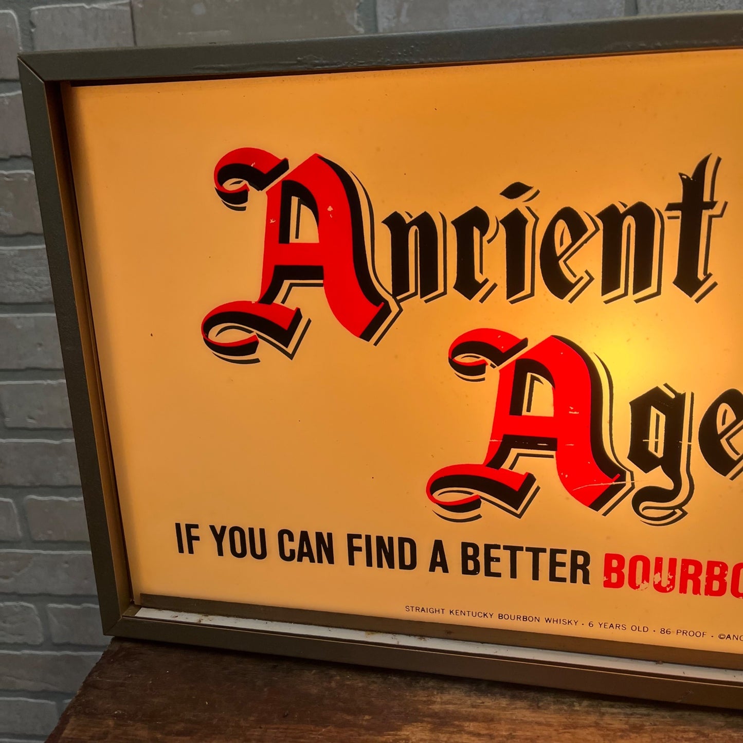 Vintage 1950s Ancient Age Bourbon Lighted Advertising Clock Sign