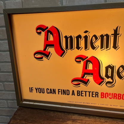 Vintage 1950s Ancient Age Bourbon Lighted Advertising Clock Sign