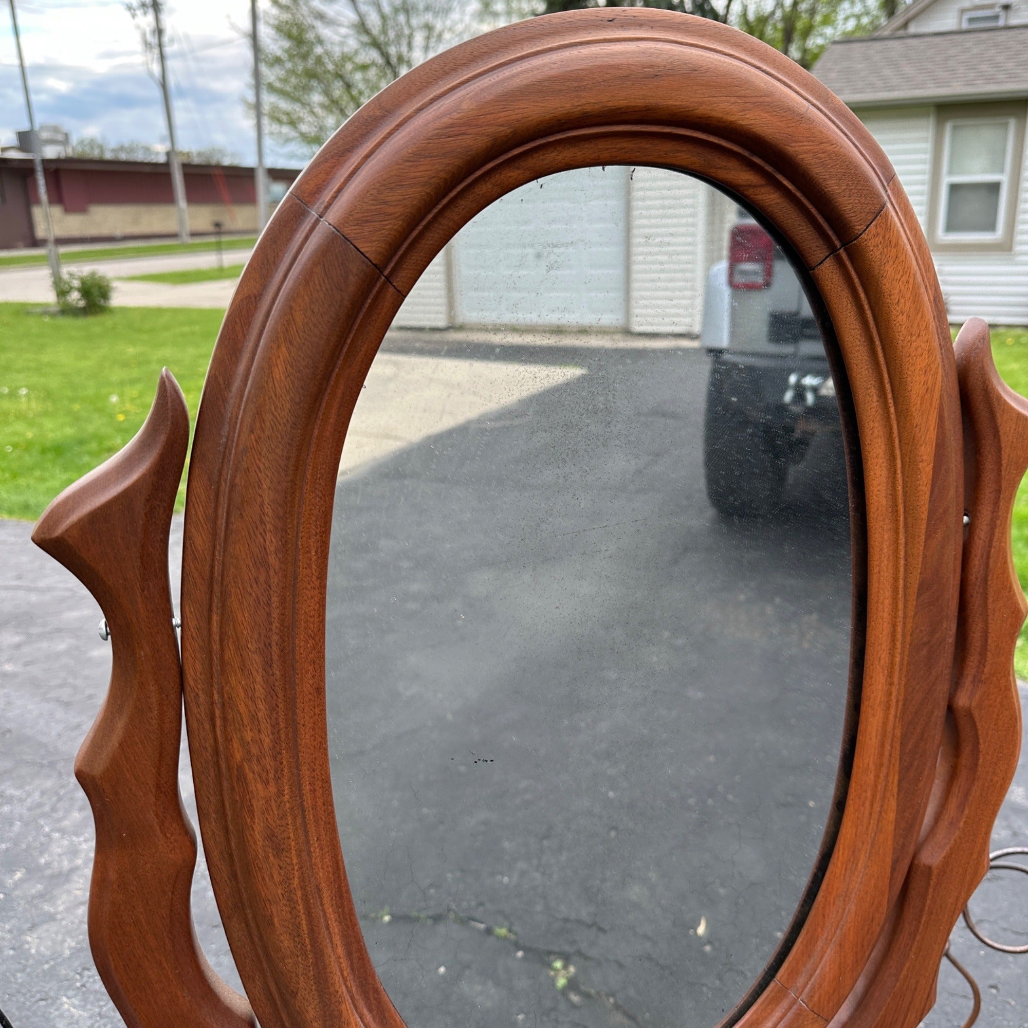Antique Wooden Framed Mirror Ornate Self-Standing table Top Mirror