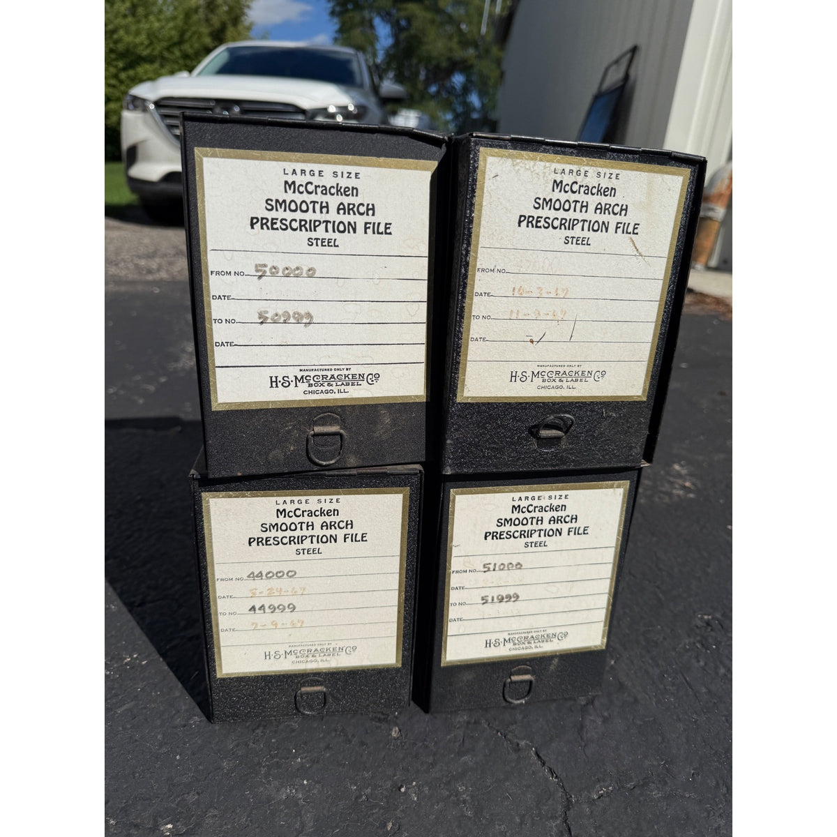 Vintage Lot of 4 All Metal Pharmacy Prescription Black File Box McCracken