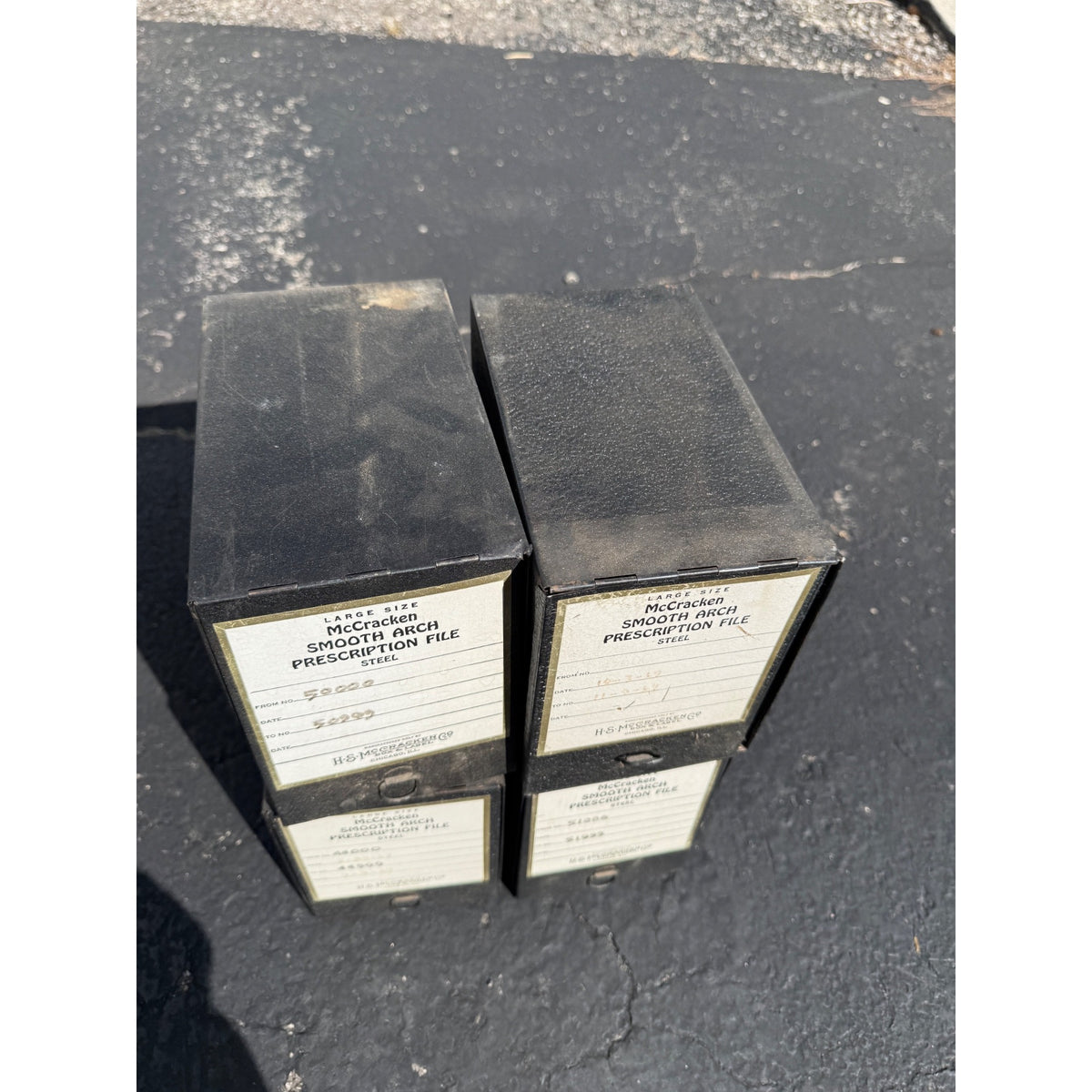Vintage Lot of 4 All Metal Pharmacy Prescription Black File Box McCracken