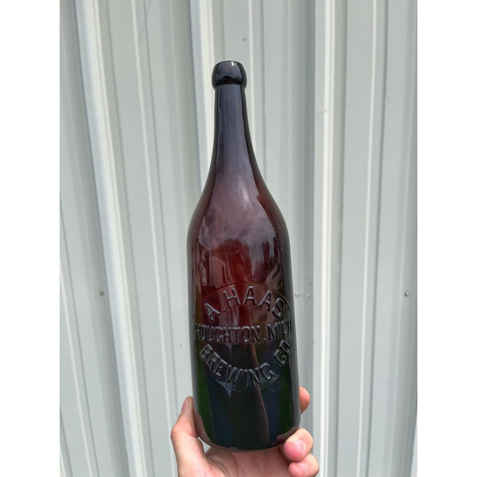 Pre-Pro 1890s A. Haas Brewing Houghton Michigan Amber Beer Bottle Blob Quart