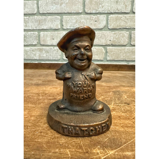 EARLY THATCHER RANGES, FURNACES IRON ADVERTISING CHEF FIGURE~ "YOUR WARM FRIEND"