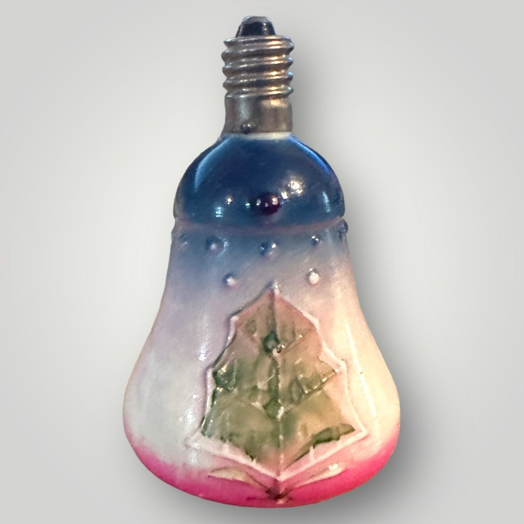 Vintage Christmas Figural Santa Bell Tree Milk Glass Light Bulb