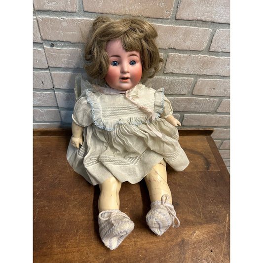 ANTIQUE 1900S MADE IN GERMANY K & K BISQUE DOLL #58 OPEN MOUTH 19" SLEEP EYES
