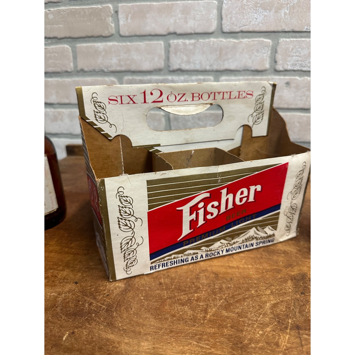 Vintage 1950s Fisher Light Beer 6-Pack Carrier w/ Bottles Salt Lake UT