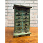 Antique Vintage Parts 14-Drawer Tabletop Cabinet Handmade Industrial