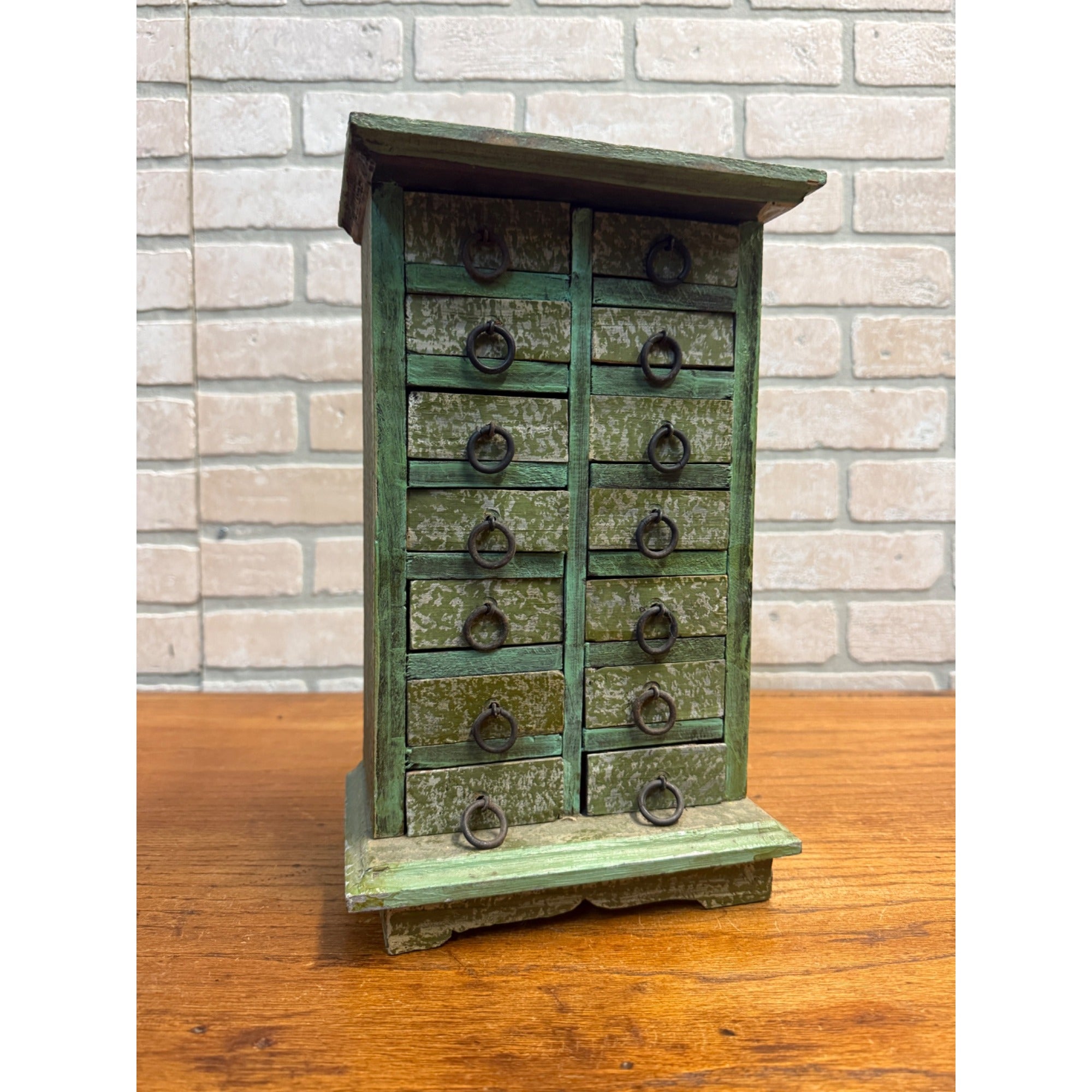 Antique Vintage Parts 14-Drawer Tabletop Cabinet Handmade Industrial