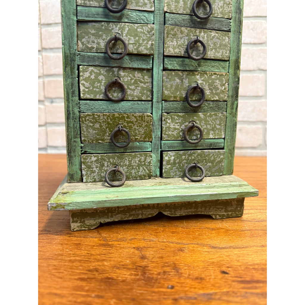 Antique Vintage Parts 14-Drawer Tabletop Cabinet Handmade Industrial