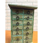 Antique Vintage Parts 14-Drawer Tabletop Cabinet Handmade Industrial