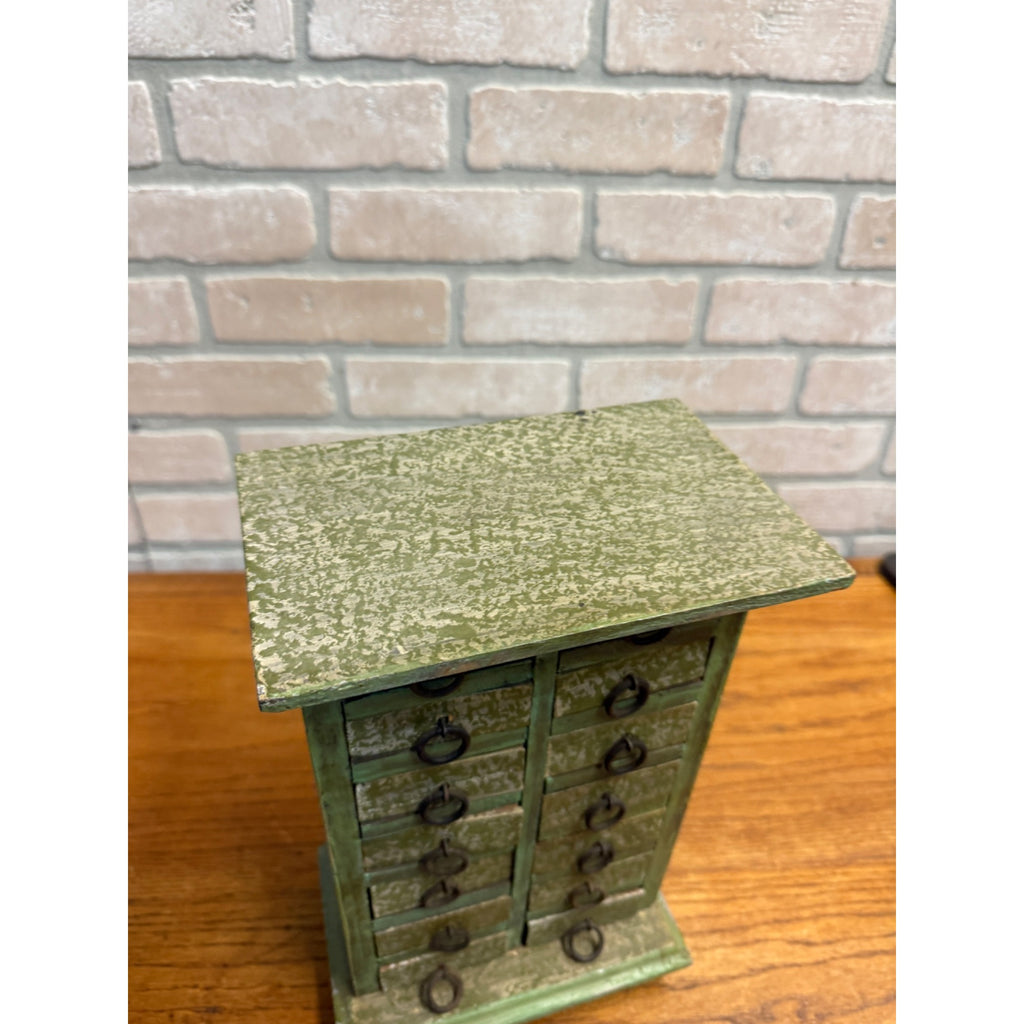 Antique Vintage Parts 14-Drawer Tabletop Cabinet Handmade Industrial