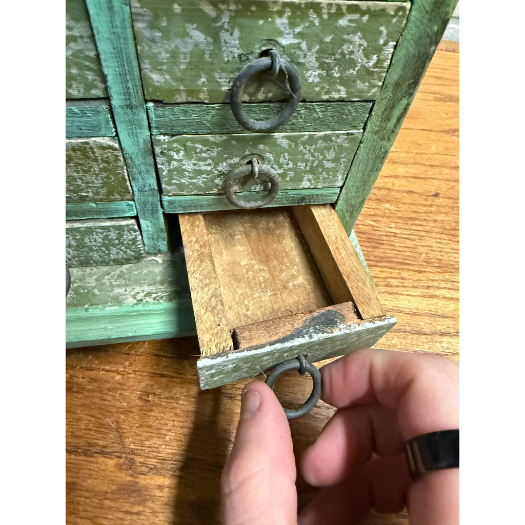 Antique Vintage Parts 14-Drawer Tabletop Cabinet Handmade Industrial