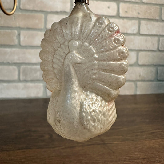 Antique 1920s Mercury German Glass Blown Peacock Christmas Xmas Ornament Vintage