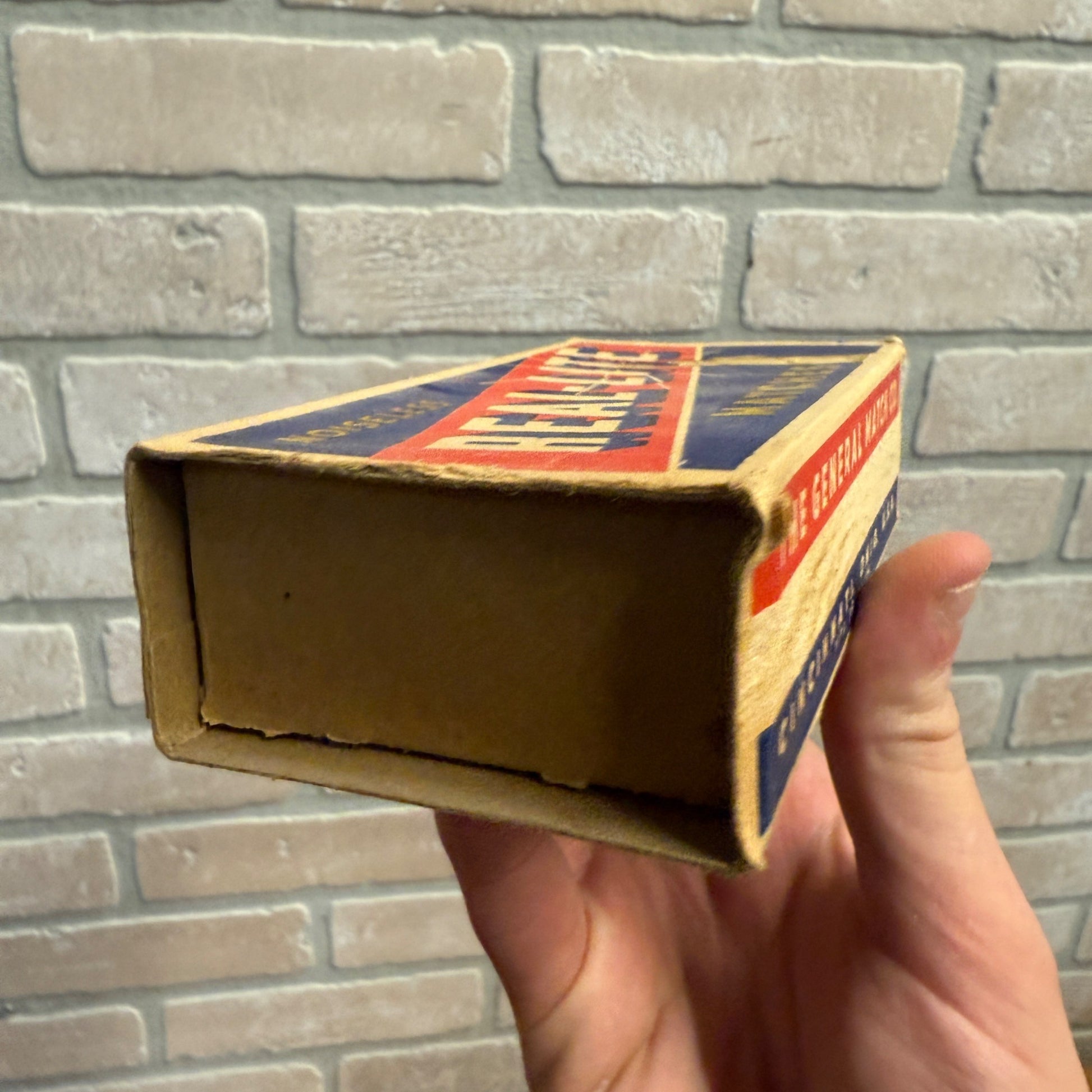 Vintage Real-Lite Matches Advertising Match Box w/ Matches Grocery Decor