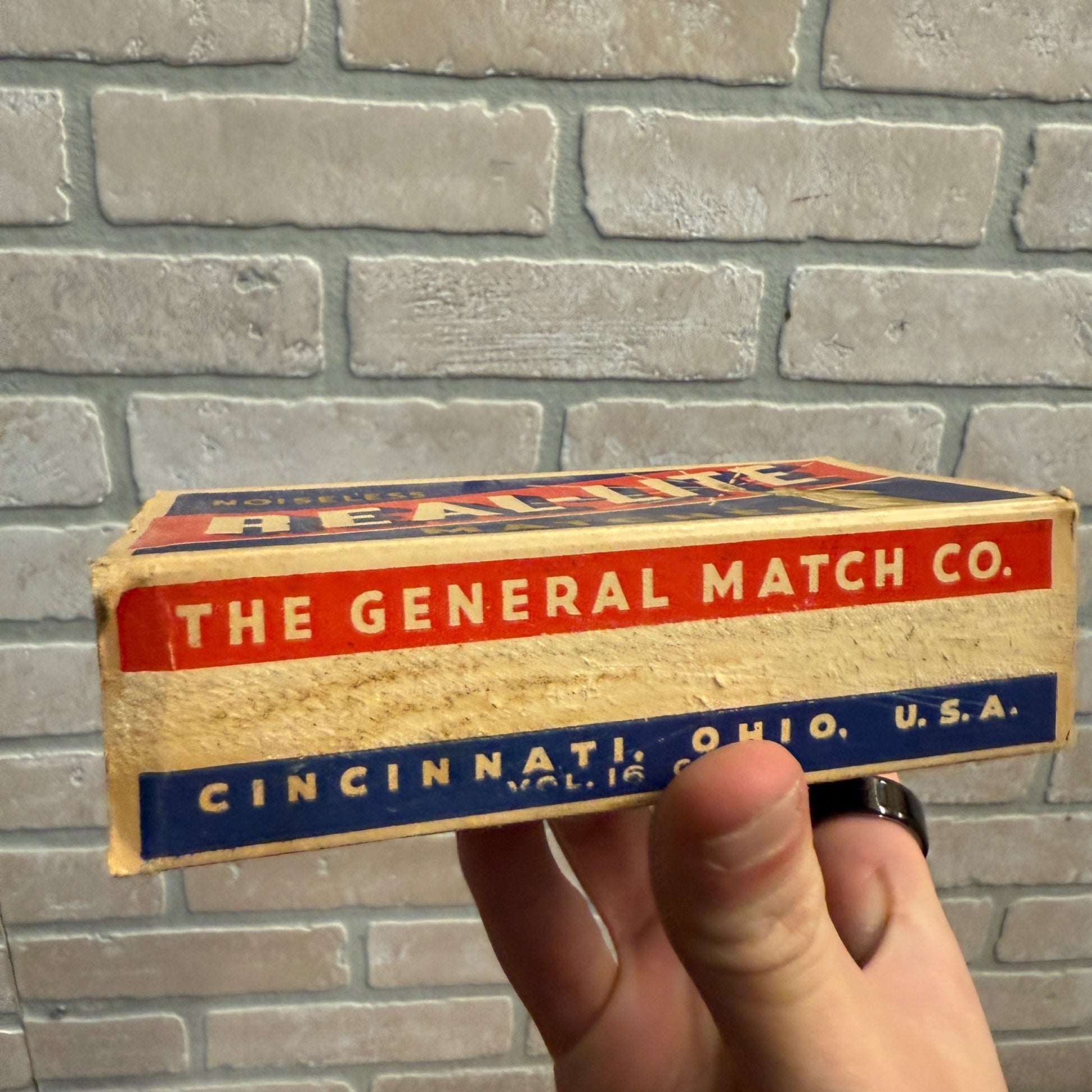 Vintage Real-Lite Matches Advertising Match Box w/ Matches Grocery Decor