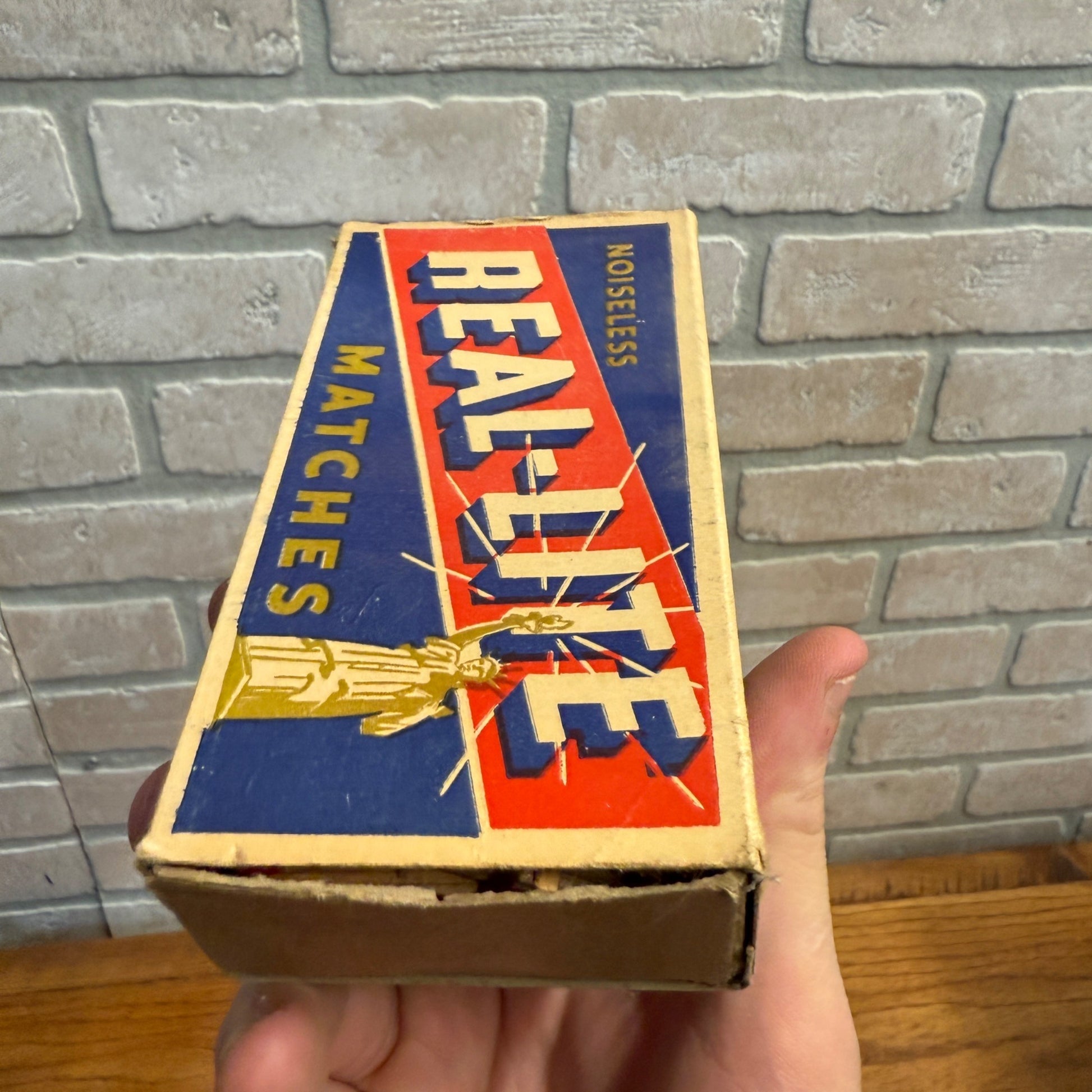Vintage Real-Lite Matches Advertising Match Box w/ Matches Grocery Decor