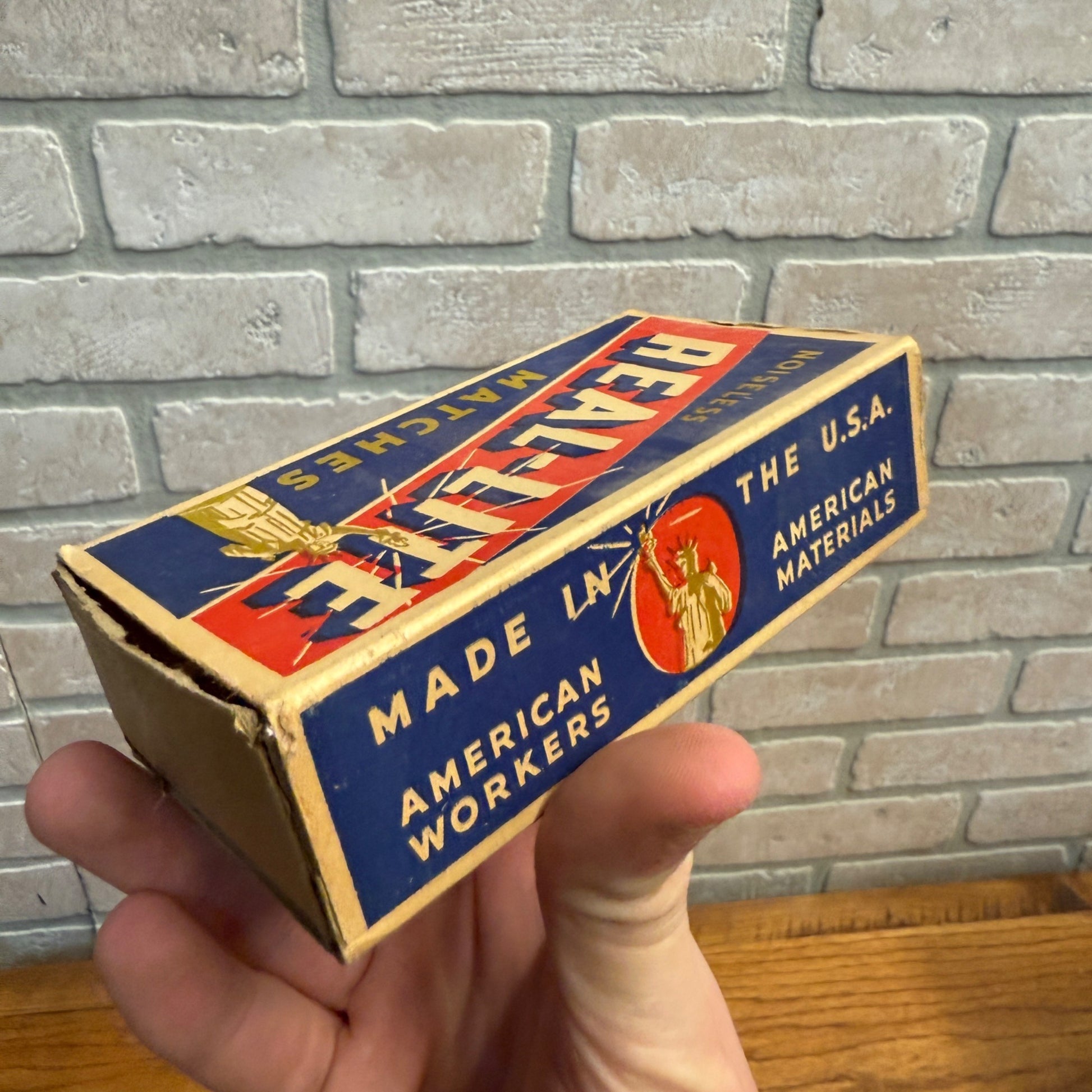 Vintage Real-Lite Matches Advertising Match Box w/ Matches Grocery Decor