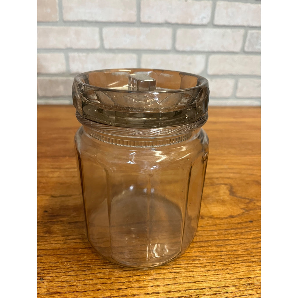 Antique Tobacco Cigar Humidor Jar w/ Ashtray Patent 1915 Clear Glass Early Vintage