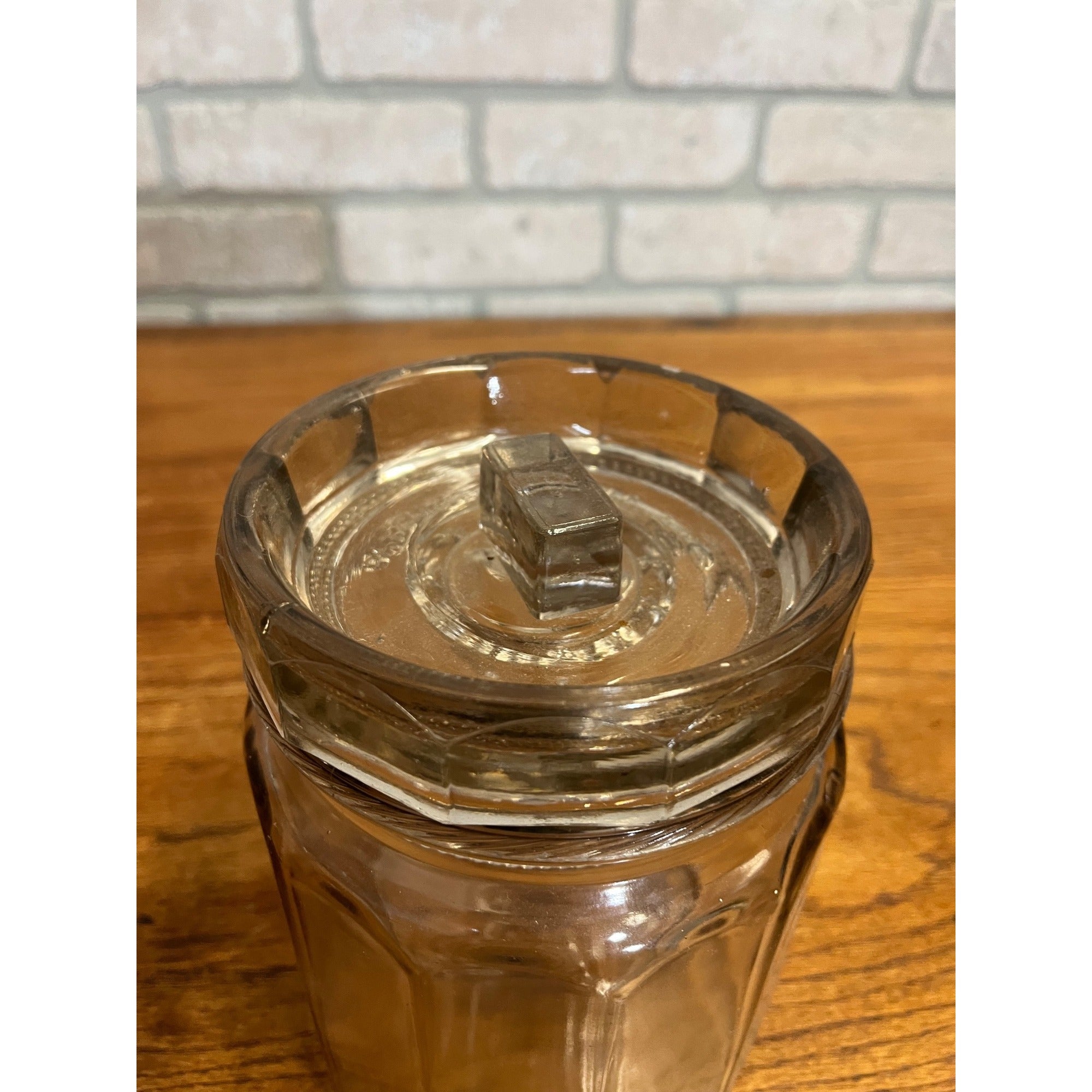 Antique Tobacco Cigar Humidor Jar w/ Ashtray Patent 1915 Clear Glass Early Vintage