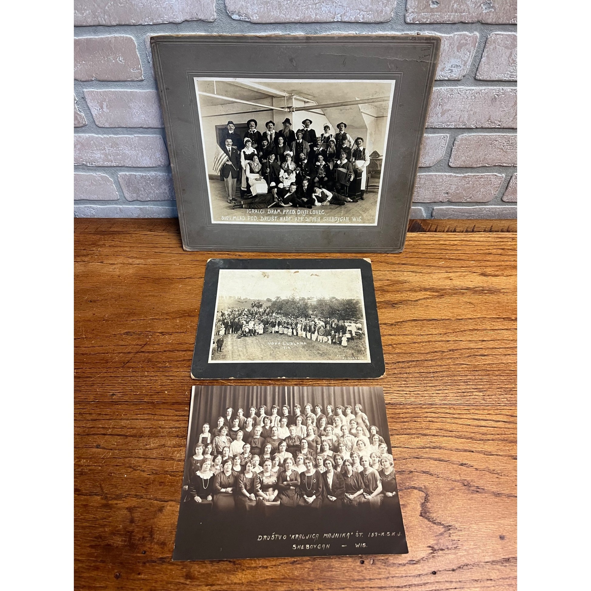 Antique Vintage Cabinet Photos Lot Sheboygan WI Parade Band, Actors
