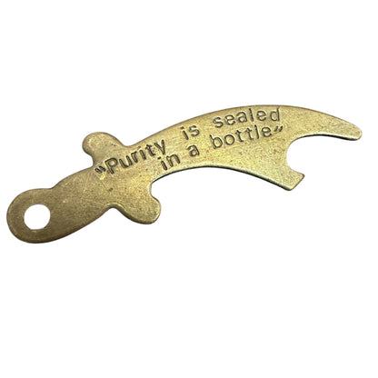 Vintage Brass Coca Cola Bottle Opener "Purity Sealed in a Bottle"