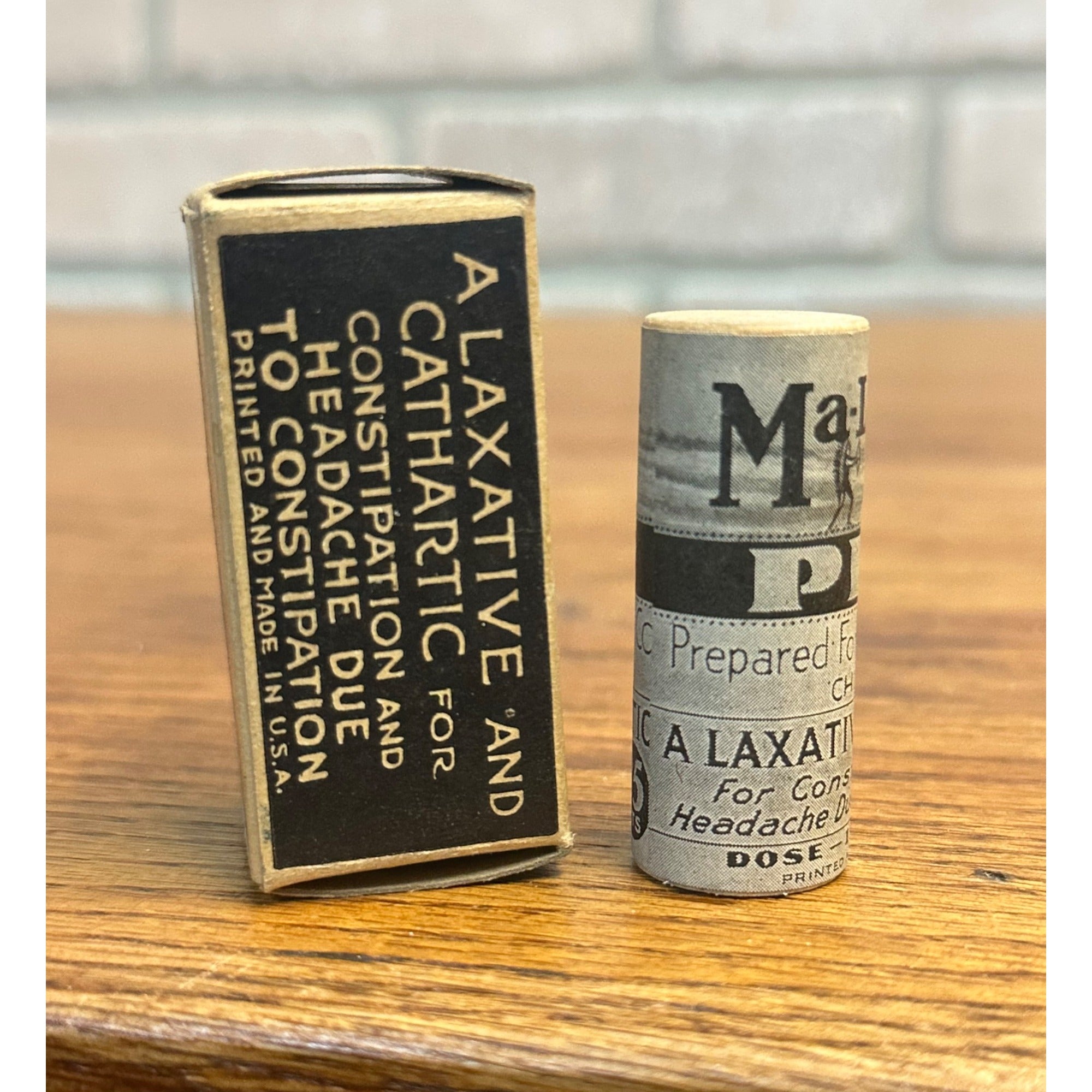 RARE 1920s Antique Quack Medicine Cure Ma-Le-Na Pills Container Indian + Box