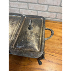 Vintage Sheridan Silver Plated Double Chafing Dish Food Warmer 2 Burner Catering