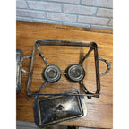 Vintage Sheridan Silver Plated Double Chafing Dish Food Warmer 2 Burner Catering