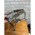 Vintage Sheridan Silver Plated Double Chafing Dish Food Warmer 2 Burner Catering