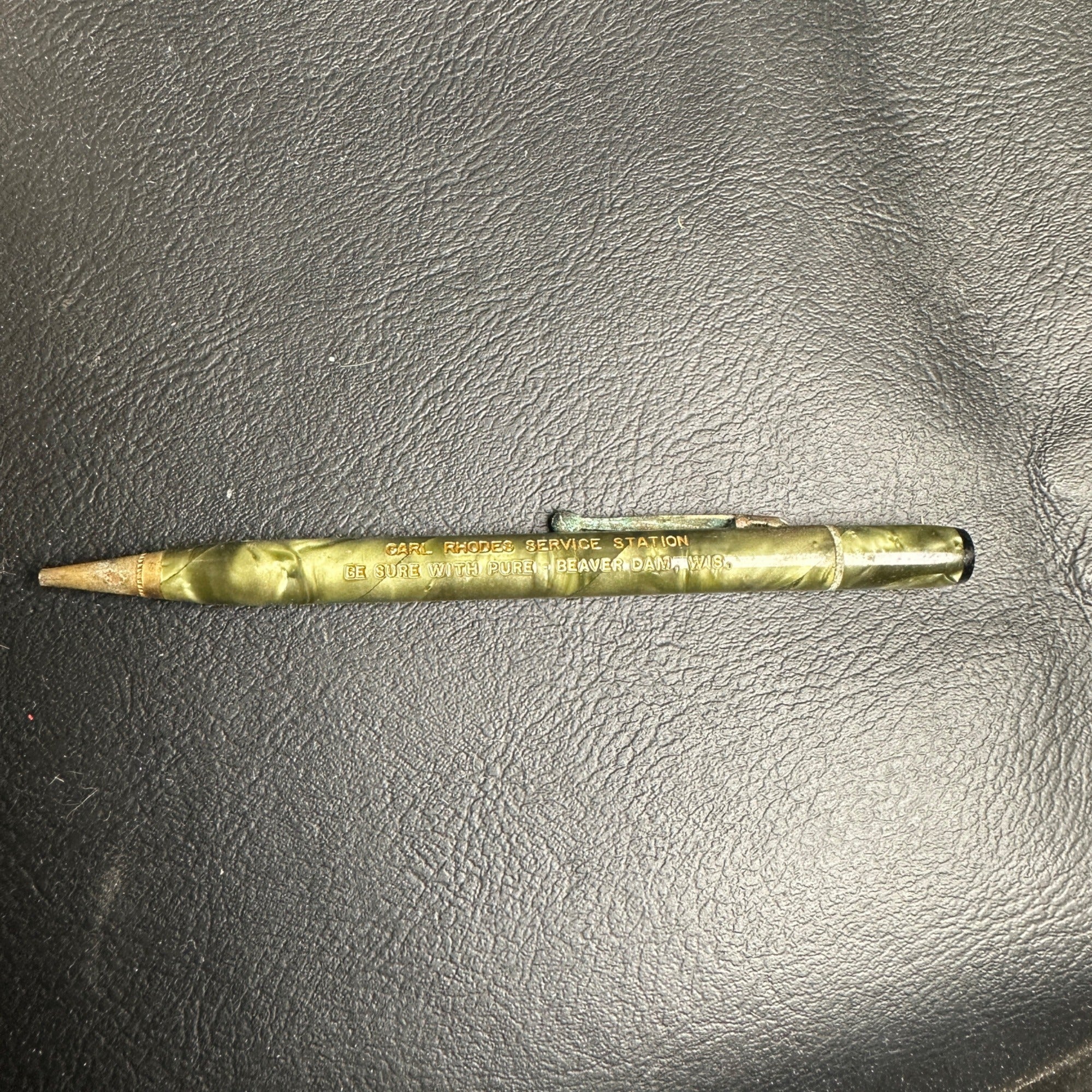 Vintage Carl Rhodes Service Station Pure Oil Bever Dam Wis Advertising ...