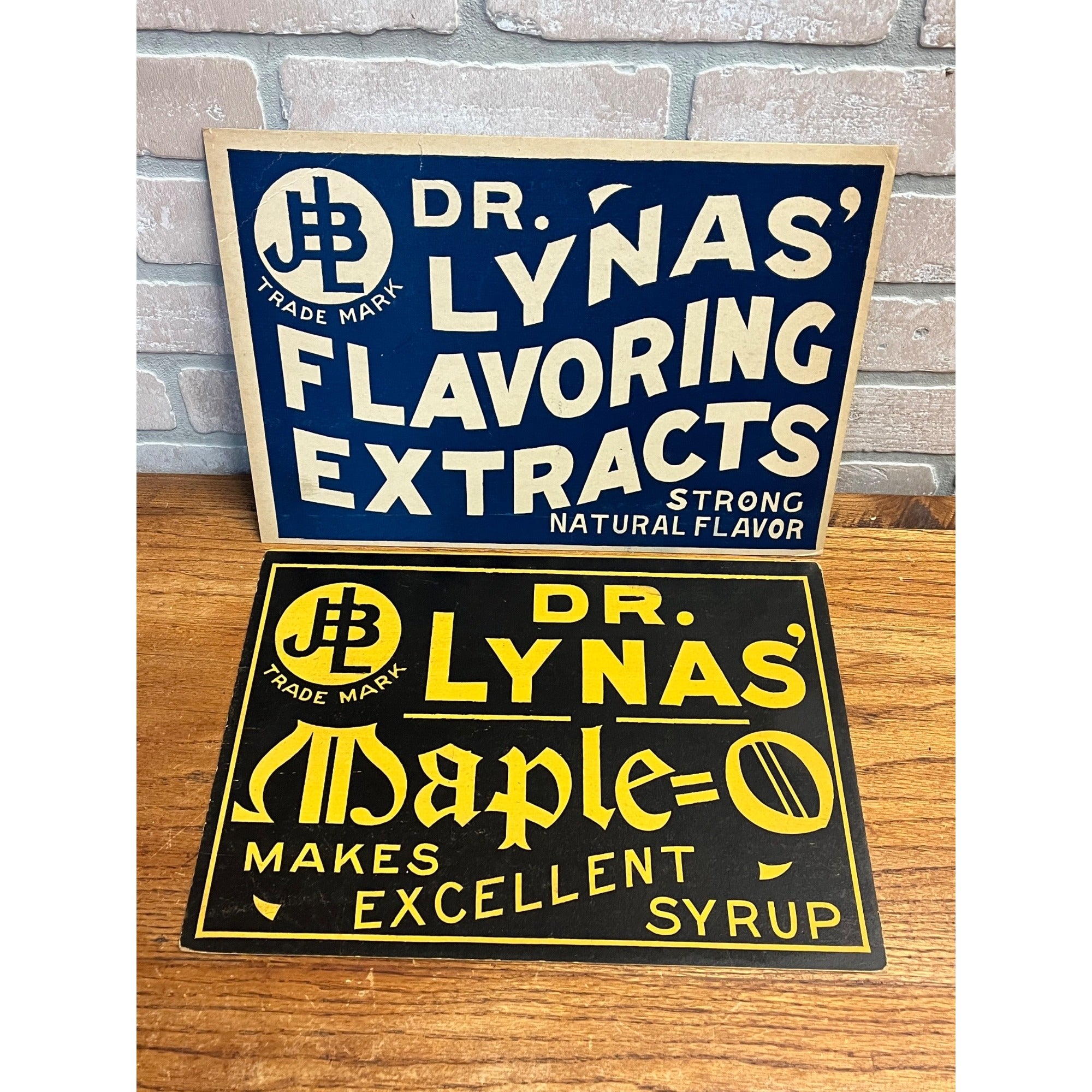 Vintage Dr Lynas Flavoring Extracts Maple-O Litho Cardstock Signs General Store
