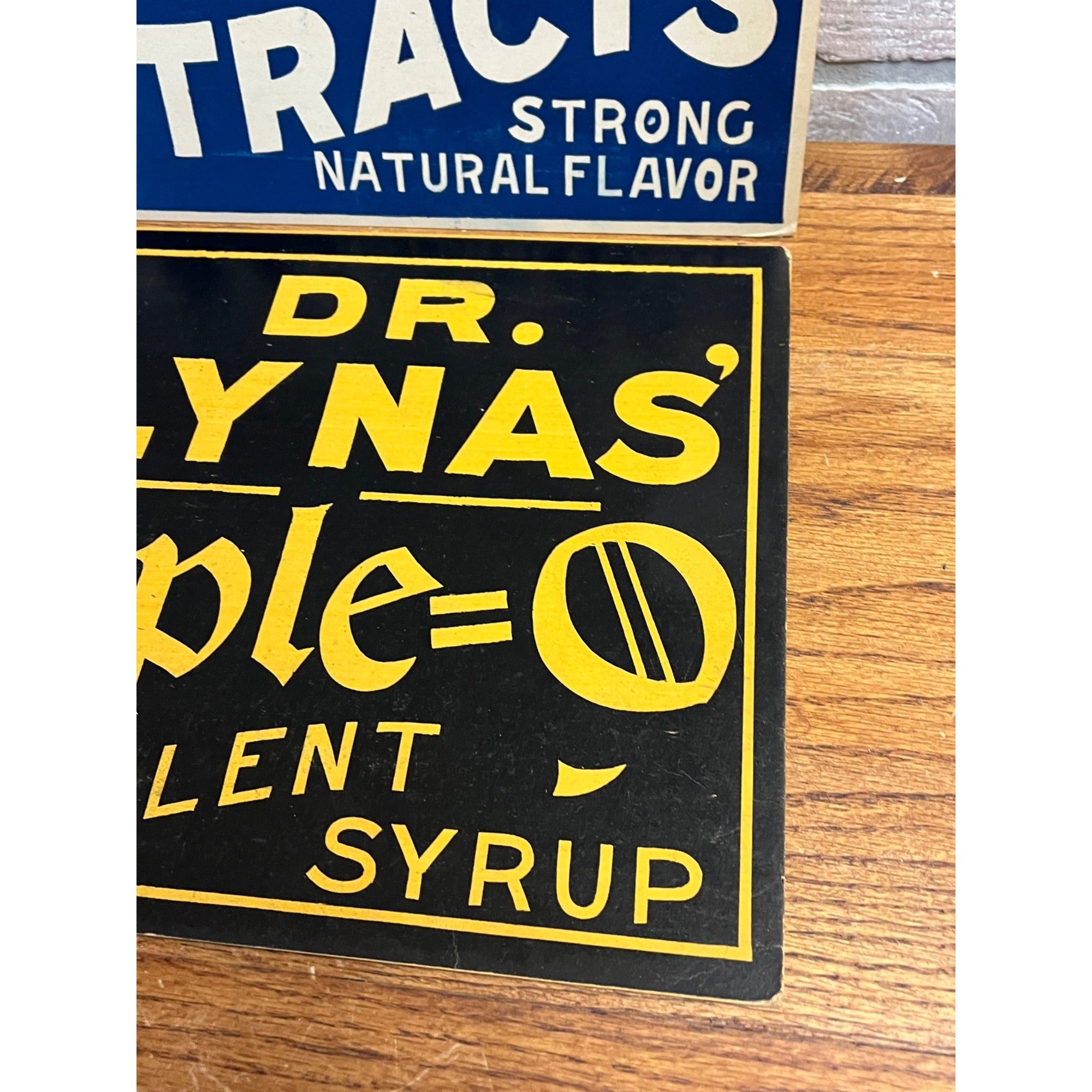 Vintage Dr Lynas Flavoring Extracts Maple-O Litho Cardstock Signs General Store