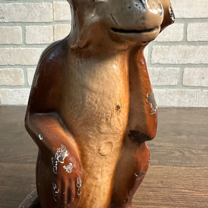 RARE Vintage 1930s Hubley Cast Iron Monkey Door Stop -Original Paint