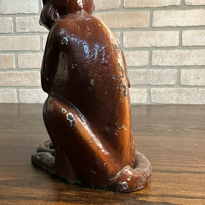 RARE Vintage 1930s Hubley Cast Iron Monkey Door Stop -Original Paint