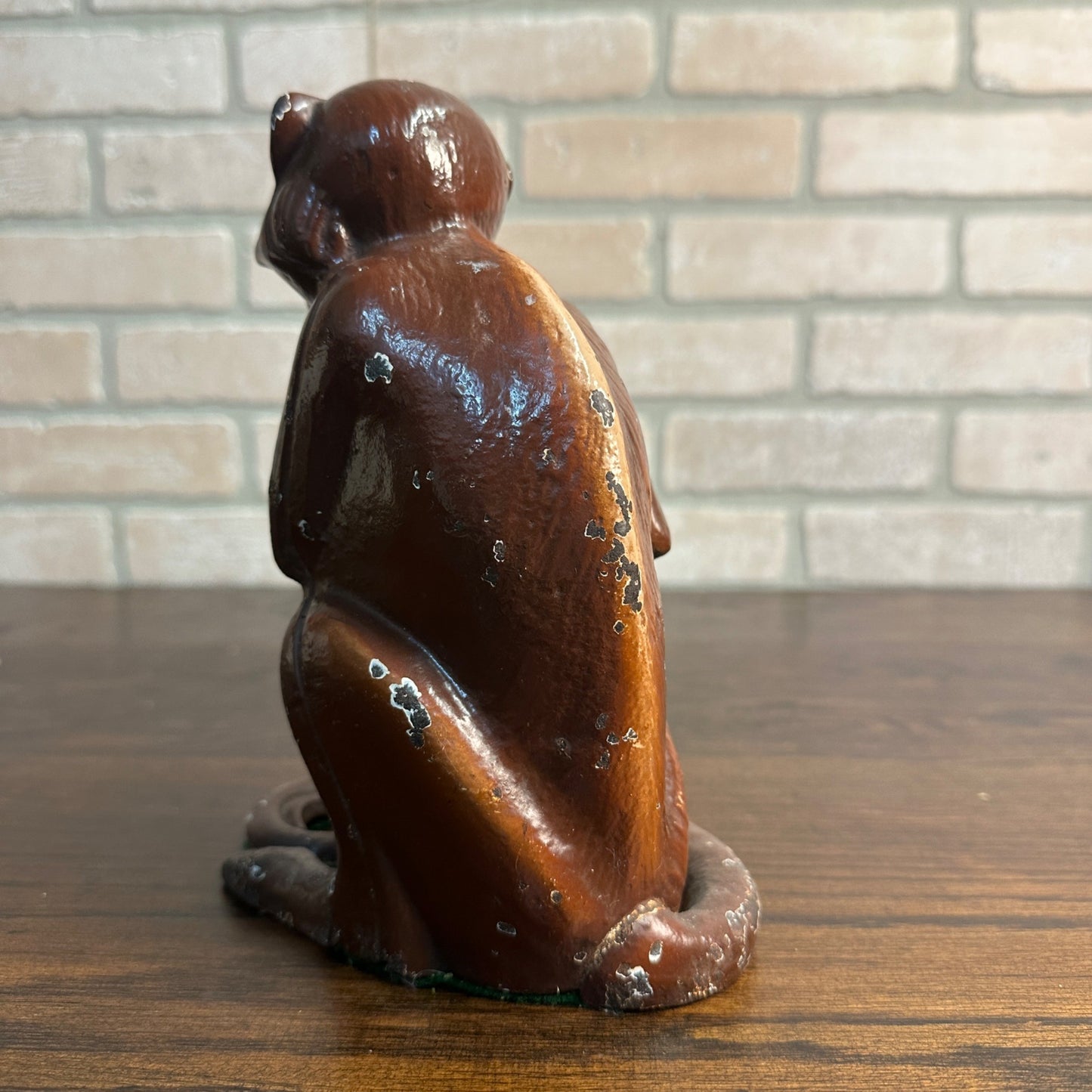 RARE Vintage 1930s Hubley Cast Iron Monkey Door Stop -Original Paint