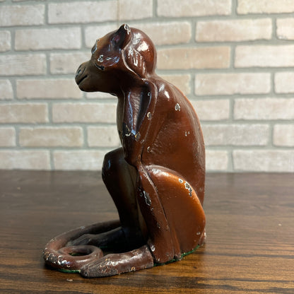 RARE Vintage 1930s Hubley Cast Iron Monkey Door Stop -Original Paint