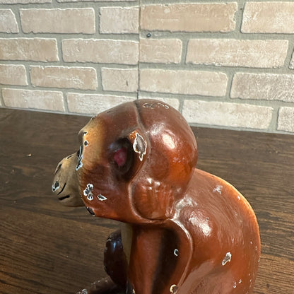 RARE Vintage 1930s Hubley Cast Iron Monkey Door Stop -Original Paint