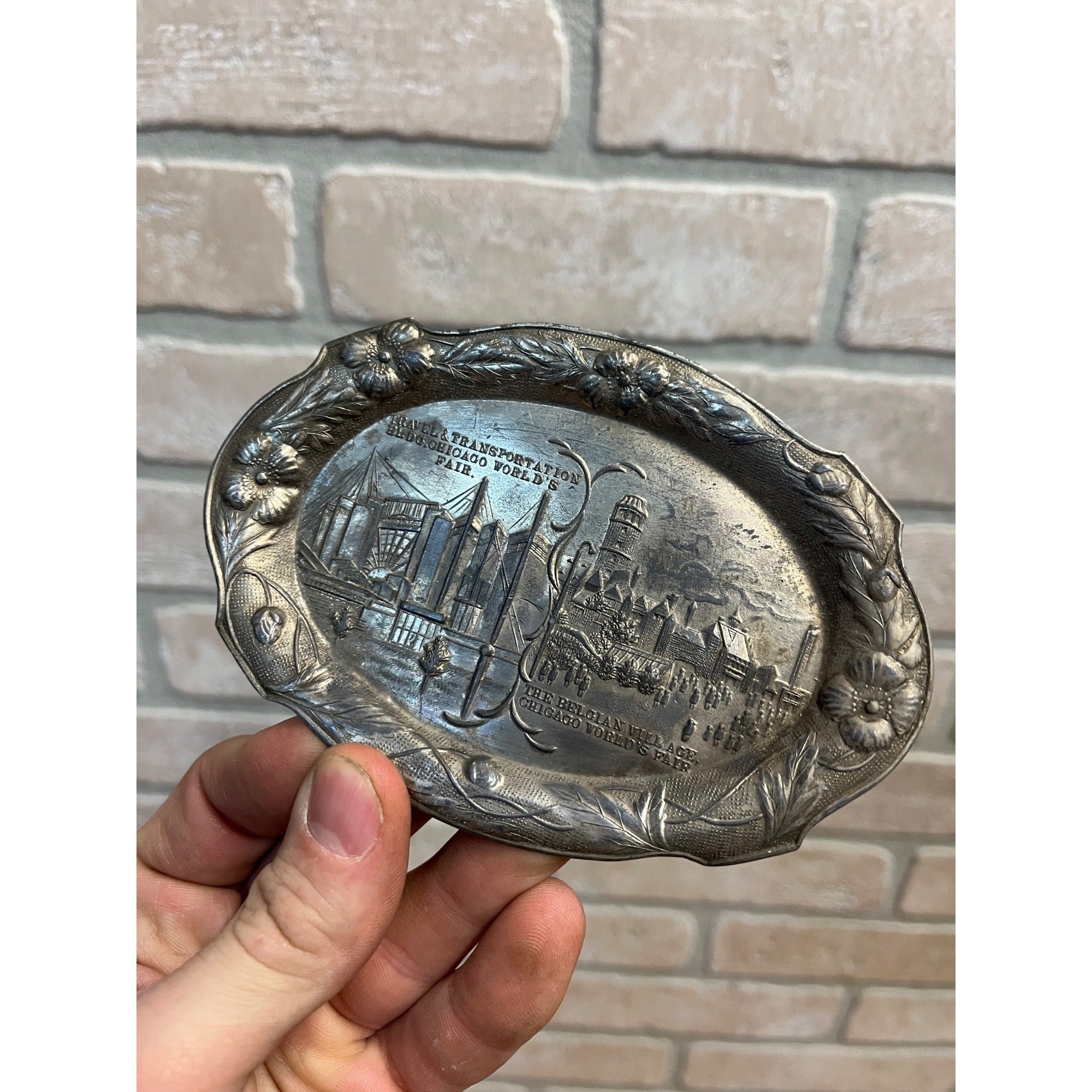 1934 Chicago Worlds Fair Travel and Transportation Belgian Village Coin Tray