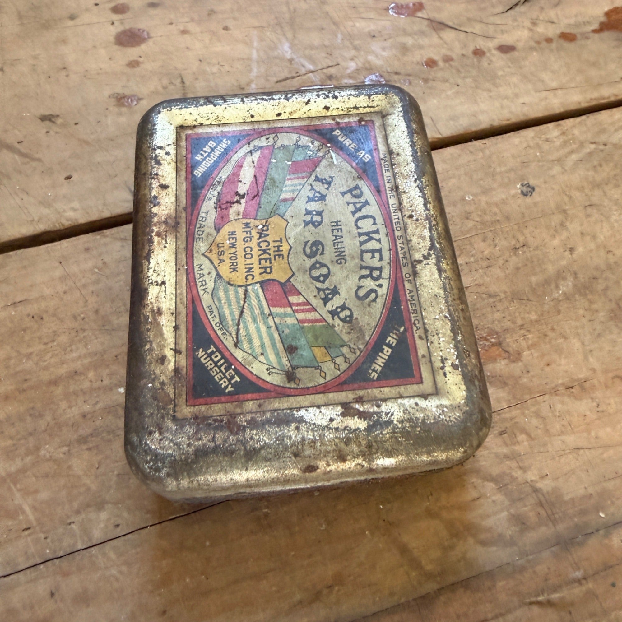 Antique Packers Tar Soap Tin The Packer Mfg Co New York Advertising Soap Box
